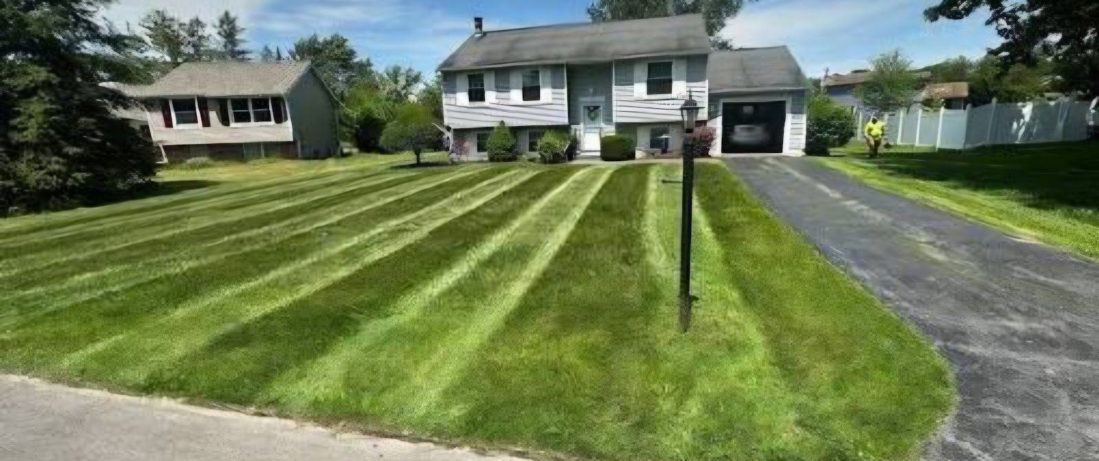Striped front lawn